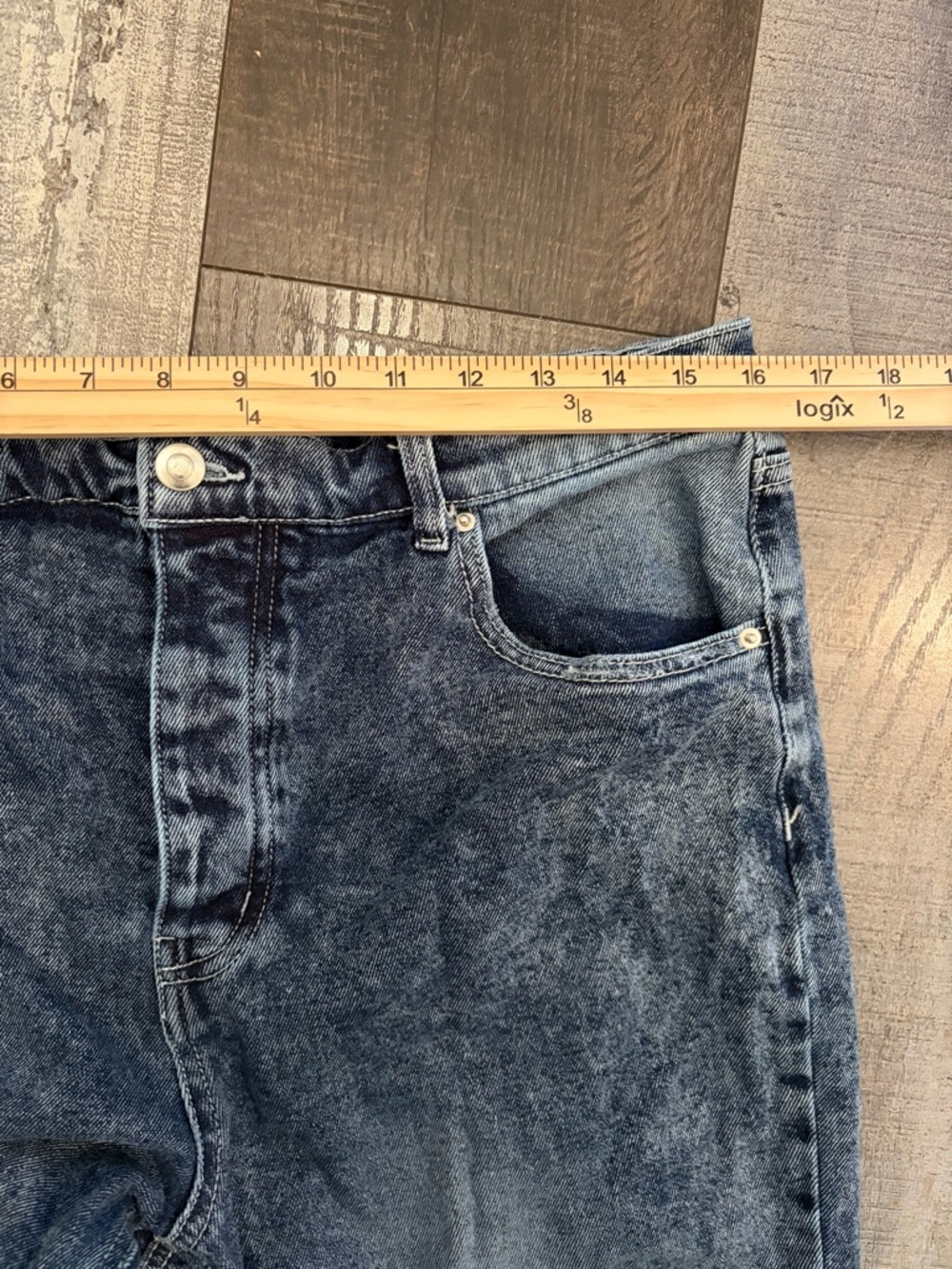 SO High-Rise Patchwork Acid-Wash Jeans - Blue with Multicolor Patches - Picture 2 of 9
